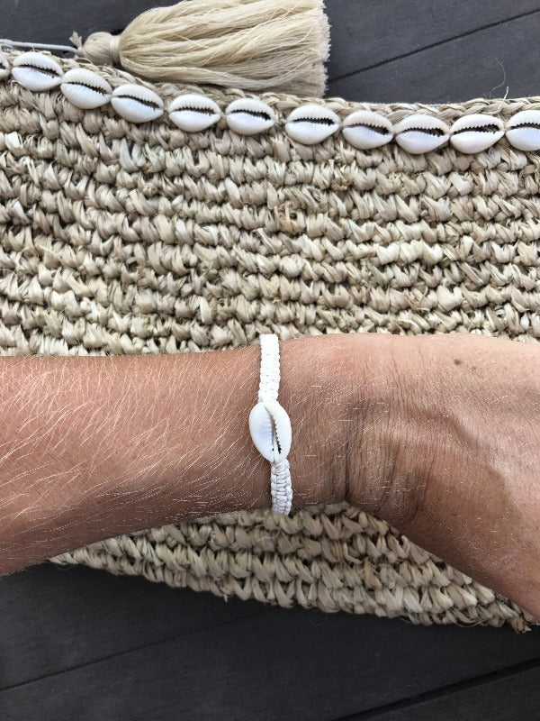 bracelet avec coquillage coton naturel